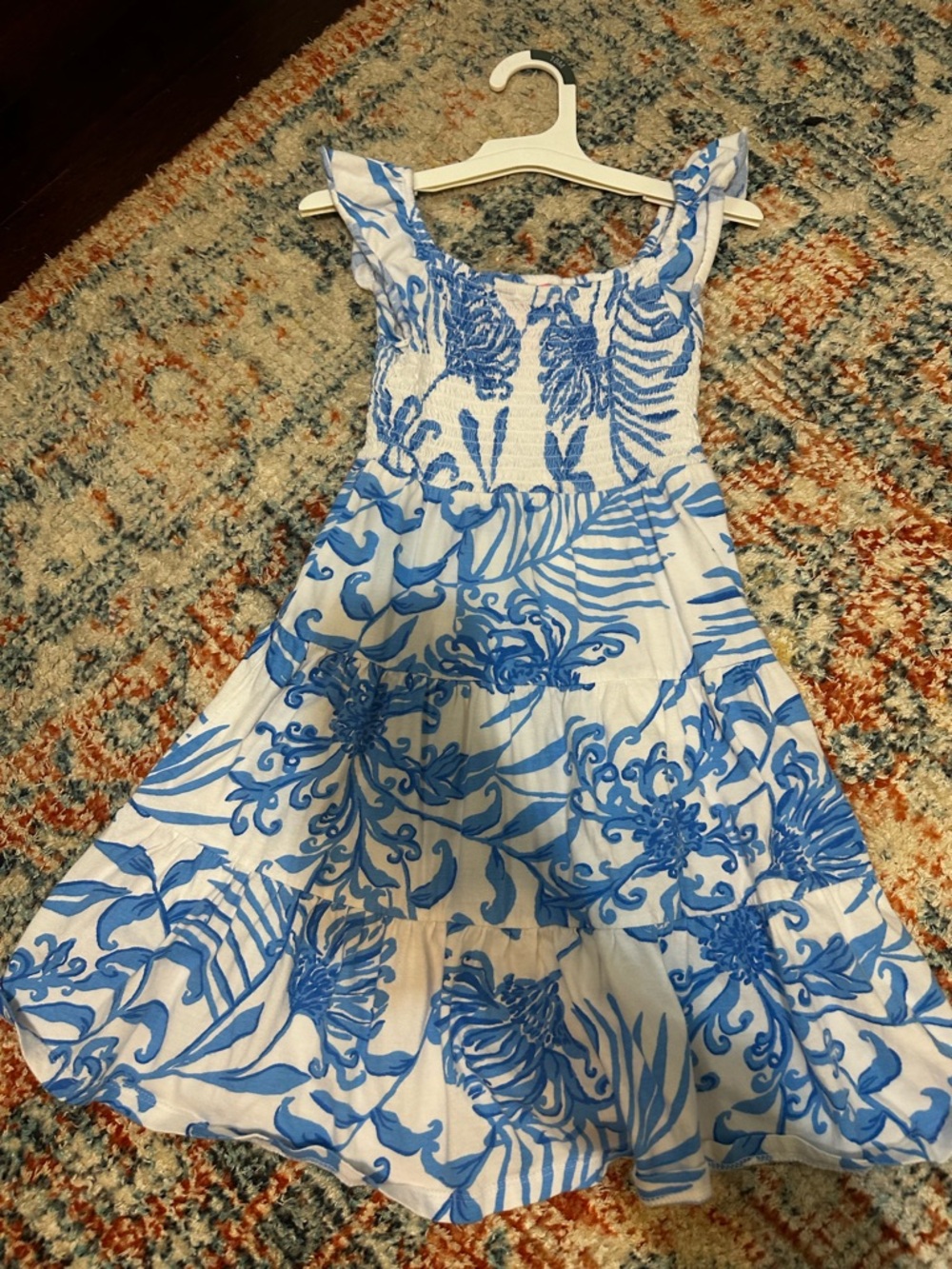 Lilly Pulitzer Blue and White Floral Print Girls Dress